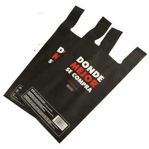 Ecológico reutilizable W corte chaleco no tejido bolsa camiseta no tejida llevar bolsa de compras de supermercado con impresión de logotipo - Product Image 1