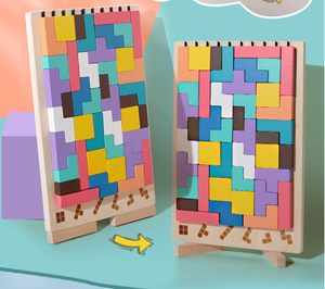 Puzzle 3D in Legno Jegreat di Alta Qualità, <span class=keywords><strong>Gioco</strong></span> Tangram Educativo, Colori Misti, 10 Immagini, per Bambini dai 14 Anni, 50 Pezzi - Product Image 1