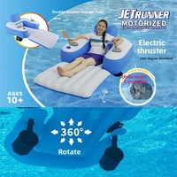 Neues PVC Aufblasbares Elektrisches Schwimmfloß mit Eingebautem Motor, Faltbare Rückenlehne für Erwachsene, Outdoor-Pool-Liegestuhl