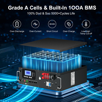 Système de stockage d'énergie domestique tout-en-un empilable US 5,12 kWh 51,2 V 100 Ah LiFePO4, monté sur rack de serveur, batterie solaire hybride de secours