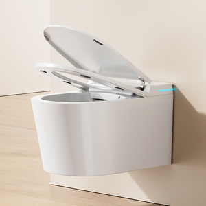 WC intelligent mural en céramique avec siège chauffant, design monobloc, évacuation en P, cuvette allongée, style moderne pour la maison 8 - Product Image 2