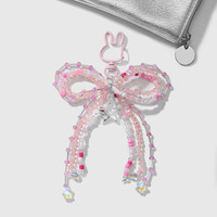 Nouveau luxe inspiré lumière luxe frais haute beauté Imitation cristal perle arc étoile Fine mousseux chat griffe bricolage porte-clés métal