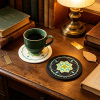 Sous-verres en cuir imprimé numérique YY Pu, sous-verres de style chinois, sets de table multicolores