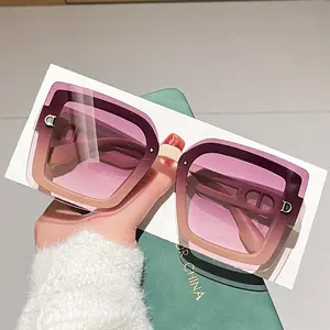 Vintage Rimless Oversized Square Gradient Sunglasses For Women 2024 New Chic Fashion Elegant D Letter Sun Glasses Female Eyewear