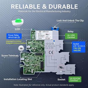 HF41F Electromechanical <b>Relay</b> 6A 250VAC SPDT With LED Indicator Socket 10Pcs - Product Image 5