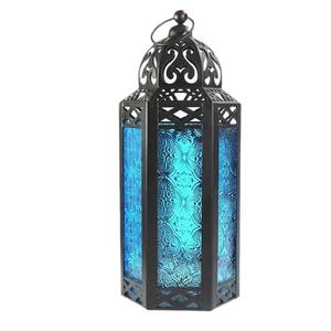 Golden Iron <strong>Candle</strong> Holder Wind Lamp Stained Glass <strong>Candle</strong> Holder Morocco Classical Wind Lamp Decoration Lattice <strong>Lantern</strong> - Product Image 1