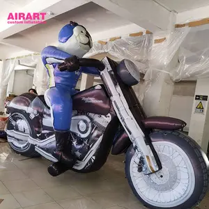 Giant inflatable french bulldog on a motorcycle shaped balloon for advertising