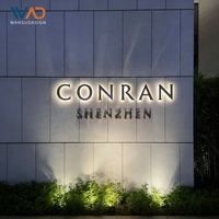 Enseigne publicitaire décorative imperméable argentée pour intérieur, bureau, hôtel, enseigne personnalisée avec logo, enseigne de magasin, enseigne lumineuse LED 3D pour extérieur