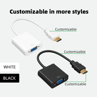 Adaptateur HDMI, convertisseur HDMI vers VGA avec audio, HDMI mâle vers VGA femelle 1080p avec audio pour ordinateur de bureau, ordinateur portable