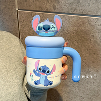 Tasses Isothermes Disney en Acier Inoxydable pour Café et Lait avec Couvercles, Pailles et Bouteille – Idéales pour le Bureau et un Cadeau