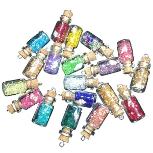 Abalorios de botella de cristal transparente coloridos, colgantes con rellenos de piedra para collar, pendientes, accesorios para fabricación de joyas