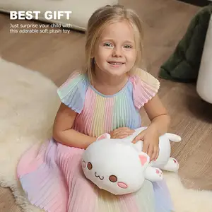 Onsoyours Cute Kitten Plush Toy Stuffed Animal Pet Kitty Soft Anime Cat Plush Pillow For Kids White A 12"