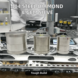 ตะแกรงกรองอัญมณีและเพชรแบบละเอียดทำจากสแตนเลส 304 พร้อมตาข่ายมุกในตัว ใช้สำหรับวัดขนาดเครื่องประดับ - ขนาด 48/65/80 มม. - อัญมณีและเครื่องมือ - Product Image 2