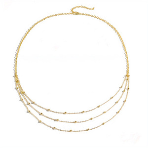 Chaîne de taille sexy et tendance en acier inoxydable plaqué or 18 carats, triple couche, avec perles, couleur or inaltérable, pour femme - Product Image 5