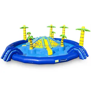 Jungle Island Theme Inflatable Pool Water Park Obstacle Course for Kids and Adults