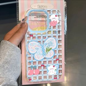 Funda para Teléfono con Diseño de Mariposa Graffiti para iPhone 16 15 14 13 12 11 8 7 X XS Pro Max Plus, Patrón de Cuadrícula, Transparente, Antigolpes, Suave - Product Image 4
