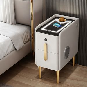 โต๊ะข้างเตียงอัจฉริยะขนาดเล็กแคบมากไร้สายชาร์จด้วยลายนิ้วมือล็อคไม้แข็งเรียบง่ายน้ำหนักเบาทันสมัยอเนกประสงค์ - Product Image 2