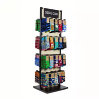Présentoir à chaussettes pliable en métal personnalisé avec étagère de supermarché et crochets rotatifs pour une organisation pratique
