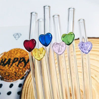 Paille en verre à cœur d'amour multicolore écologique Paille en verre réutilisable torsadée pour smoothies MilkshakesBar Accessoires