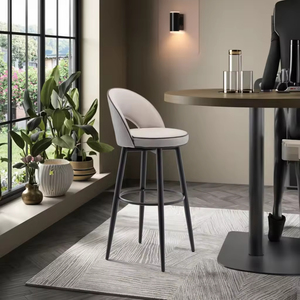 Taburete de <span class=keywords><strong>Bar</strong></span> Moderno de Lujo con Tapicería de Cuero y Patas de Metal, Silla de <span class=keywords><strong>Bar</strong></span>/Island de Cocina para Hogares de <span class=keywords><strong>la</strong></span> UE/EE. UU. - Product Image 1