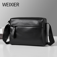 Sac bandoulière messager en cuir PU imperméable et durable avec fermeture éclair, personnalisable avec logo, tendance minimaliste pour homme, vente en gros