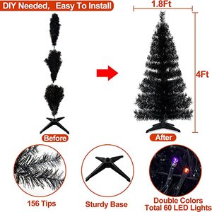 <span class=keywords><strong>Albero</strong></span> di Natale Artificiale Nero in PVC Pre-illuminato da 120 cm (4 piedi) per Decorazioni Domestiche - Offerta Speciale - Product Image 3