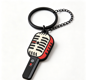 Metal Microphone Key Chain Enamel <b>Charm</b> Pendant <b>Keyring</b> Custom Logo Gift Accessory - Product Image 5