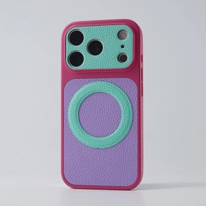 Étui de téléphone magnétique en cuir PU tendance pour iPhone 18 17 16 15 14 13 Pro Max, compatible avec la charge sans fil, coque arrière de protection antichoc - Product Image 1