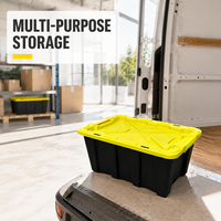 Conteneur de stockage en plastique noir de 37 L en gros, bac de rangement pour garage, entrepôt, bureau