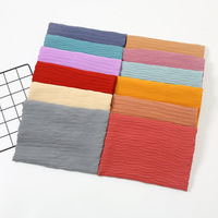 2026 Premium Longue Écharpe Hijab Musulmane en Coton Plissé Froissé Couleur Unie, Chiffon Perlé et Effet Feuille Froissée pour Femmes de Malaisie