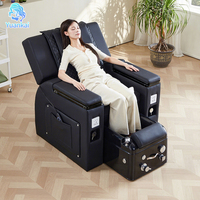 Fauteuil de Pédicure Spa Luxe Noir Réglable et Inclinable avec Massage Électrique et Bain de Pieds à Hydromassage pour Salon de Manucure