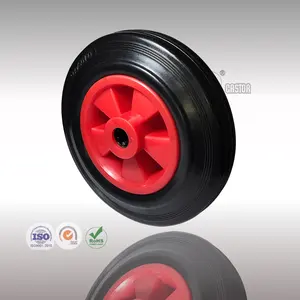中国供应商200毫米黑色实心橡胶轮pp高负载能力手推车轮重型脚轮