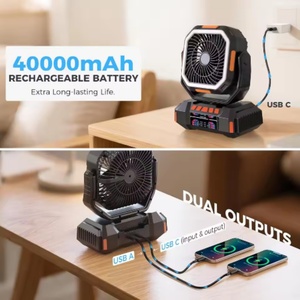 รุ่นปี 2026 - พัดลมพกพาสำหรับตั้งแคมป์กลางแจ้ง 40000mAh พร้อมไฟ LED และระบบชาร์จพลังงานแสงอาทิตย์ - Product Image 2