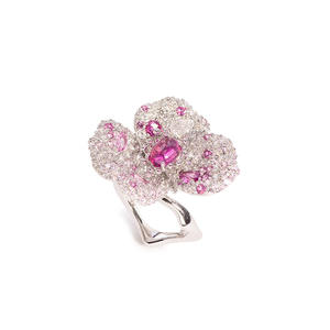 Nouvelle Arrivée Bague Cocktail Fleur d'<span class=keywords><strong>Iris</strong></span> Rubis Leb & Zircon 5A Sertissage Complet, Argent 925 Plaqué Or 18K, Cadeau de Luxe pour Mondaine - Product Image 1