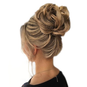 Anneau élastique bouclé pour perruque naturelle pour femme, effet volumineux, simulation de chignon, en fibre haute température, sac de rangement pour perruque - Product Image 1