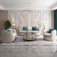 Harga Pabrik Set Sofa Ruang Tamu Mewah Nyaman Bahan Kulit Stainless Steel 1+2+3 Dudukan untuk Perabot Ruang Tamu Hotel