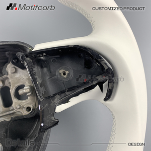 Volant en fibre de carbone forgé sur mesure avec poignées blanches pour Dodge Challenger Hellcat SRT Charger Scat Pack 392 R/T 2013-2023 - Product Image 4