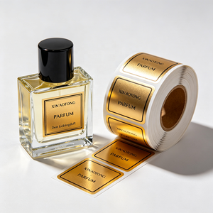 Feuilles d'autocollants métalliques personnalisées OEM en gros, étiquettes adhésives imperméables pour l'emballage de flacons de cosmétiques et de parfums - Product Image 5