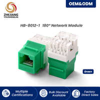 Jack Keystone RJ45 Cat6 UTP HB-8012 Jaune, Contacts Plaqués Or 180 Degrés, Module Réseau