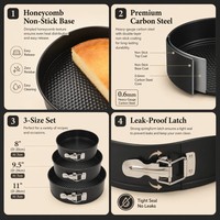Moules à gâteaux antiadhésifs en acier au carbone de forme ronde, 3 pièces