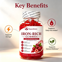 Gummies vitaminées au gluconate ferreux riche en fer pour femmes et hommes adultes - Complément alimentaire naturel sans produits laitiers, sans soja ni noix, infusé aux épinards