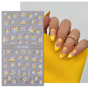 Venta caliente 5D Flower Nail Sticker French <span class=keywords><strong>Daisy</strong></span> Colorful Nail Art Sticker - Product Image 2