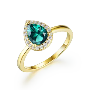 Anello di fidanzamento alla moda Waterdrop per fidanzata romantico taglio di pere smeraldo 925 argento Sterling