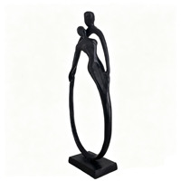 Sculptures abstraites de couple en fonte faite à la main, figurines d'amoureux noires, décoration moderne et écologique pour la maison, statue d'art de luxe pour le bureau