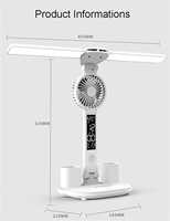 Lampu meja LED dua kepala 3-in-1, dengan pelindung mata dapat diredupkan, dioperasikan baterai untuk penggunaan RV rumah, Hotel, mobil, luar ruangan