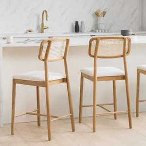 <span class=keywords><strong>Chaise</strong></span> <span class=keywords><strong>en</strong></span> <span class=keywords><strong>bois</strong></span> MORE DESIGN pour café, restaurant, <span class=keywords><strong>bar</strong></span>, cuisine, <span class=keywords><strong>avec</strong></span> coussin blanc et <span class=keywords><strong>accoudoirs</strong></span>, pour comptoir haut - Product Image 5