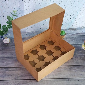 Boîte à cupcakes en papier kraft recyclable 12 trous personnalisée avec revêtement UV fenêtre de gaufrage pour gâteau, pain, sucre, affichage à usage industriel - Product Image 1