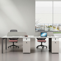 Poste de travail modulaire pour bureau à plan ouvert avec cloison de séparation, pieds en métal et tiroir de rangement pour espace de travail commercial