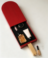 Boîte rigide rouge bordeaux brillante pour gloss à lèvres, emballage personnalisé de luxe pour cosmétiques, soins de la peau, rouges à lèvres, boîte en papier et cuir pour parfums