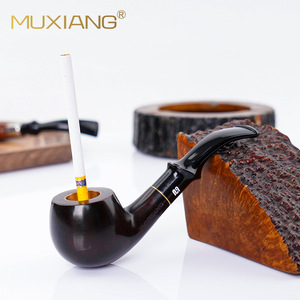 Muxiang Briarwood Smoking Pipe Bent Apple Shape Handmade Solid Wood Tobacco Pipe For Cigarette Use - Product Image 1